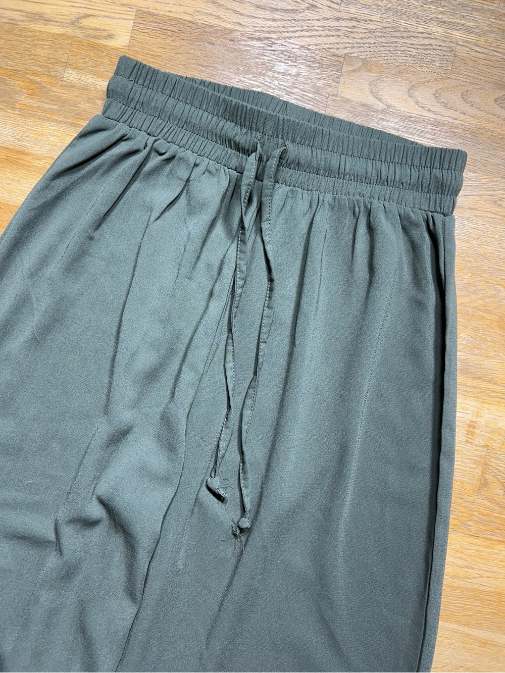 Fashion Nova Olive Green Drawstring Wide Leg Pants